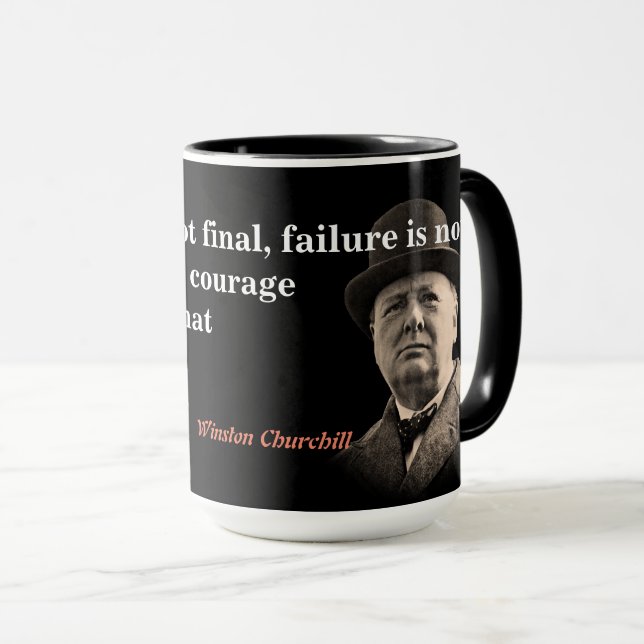 Winston Churchill Quote On Courage Mug (Front Right)