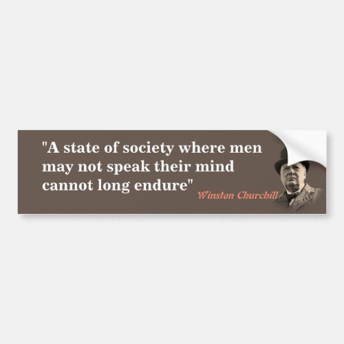 Winston Churchill Quote On Free Speech Bumper Sticker