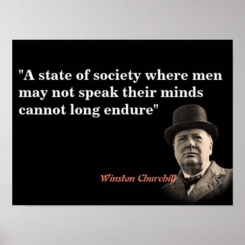 Winston Churchill Quote On Free Speech Poster