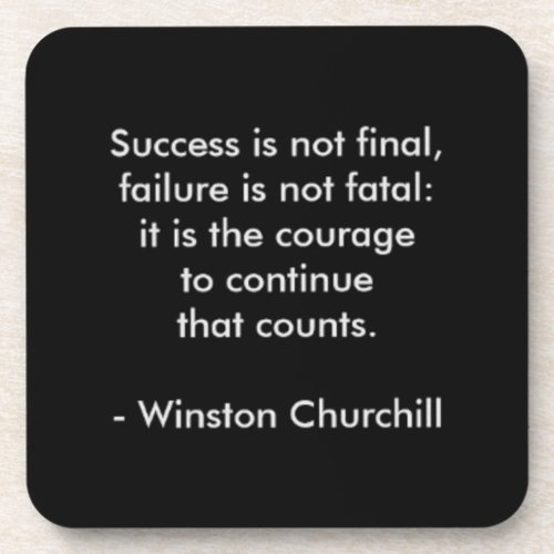 Winston Churchill Quote Success Beverage Coaster