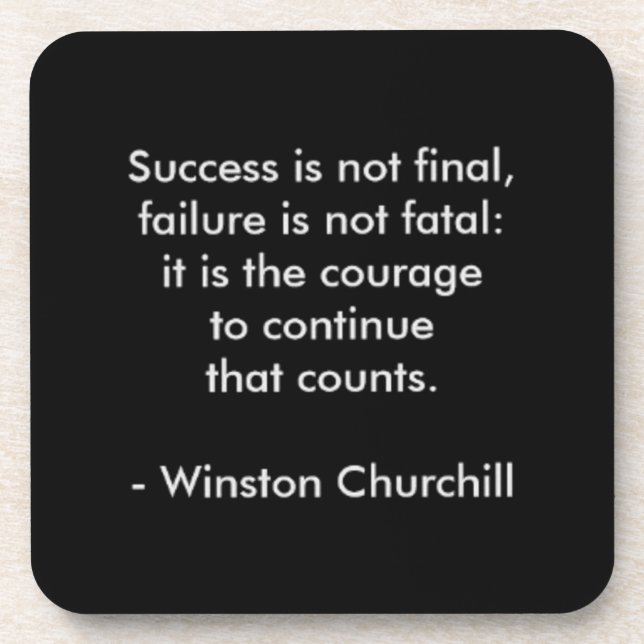 Winston Churchill Quote; Success Beverage Coaster (Front)