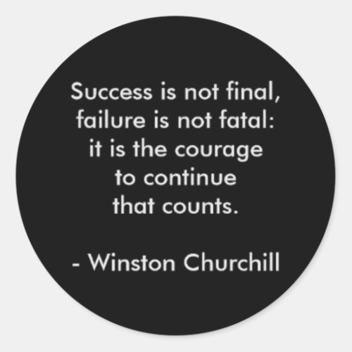 Winston Churchill Quote Success Classic Round Sticker