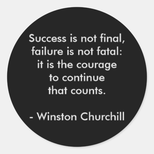 Winston Churchill Quote; Success Classic Round Sticker (Front)