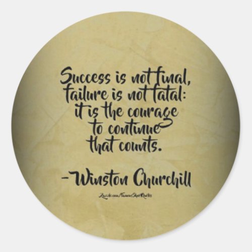 Winston Churchill Quote Success Classic Round Sticker