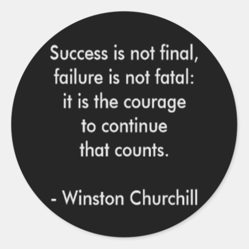 Winston Churchill Quote Success Classic Round Sticker