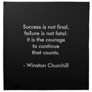 Winston Churchill Quote; Success Cloth Napkin