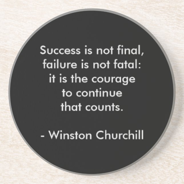 Winston Churchill Quote; Success Drink Coaster (Front)