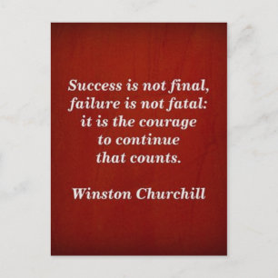 Winston Churchill Quote; Success Postcard