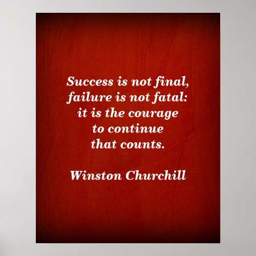 Winston Churchill Quote Success Poster