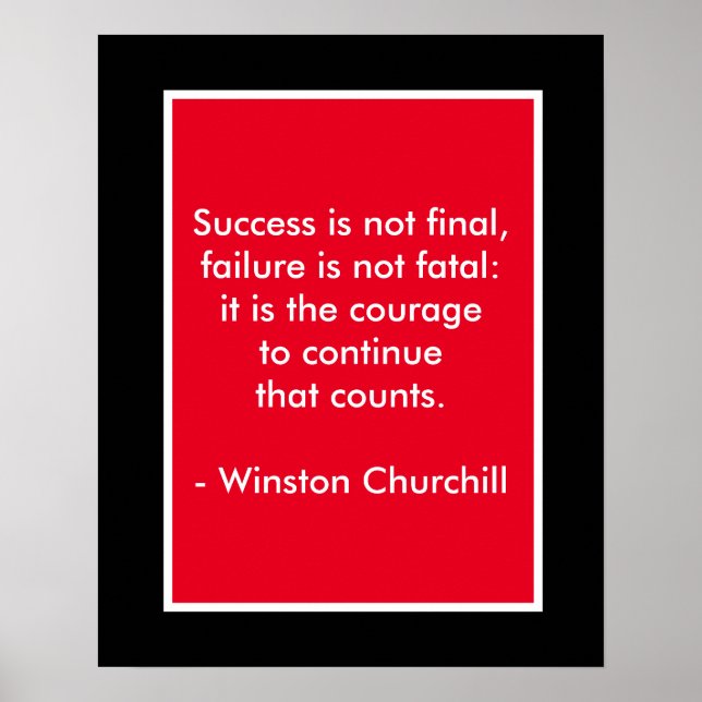Winston Churchill Quote; Success Poster (Front)