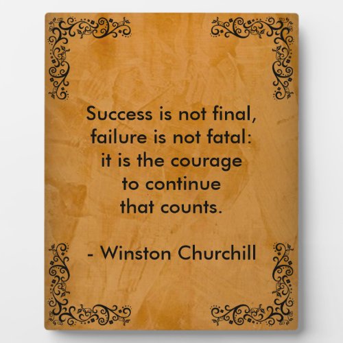 Winston Churchill Quote Success Scroll  Stucco Plaque