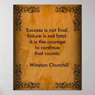 Winston Churchill Quote; Success Scroll & Stucco Poster