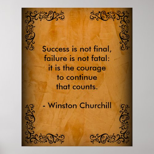 Winston Churchill Quote Success Scroll  Stucco Poster