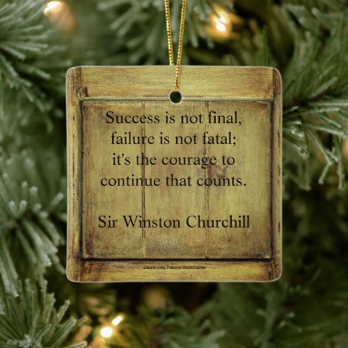 Winston Churchill Quote Success Vintage Aged Wood Ceramic Ornament