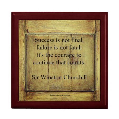 Winston Churchill Quote Success Vintage Aged Wood Gift Box