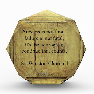 Winston Churchill Quote; Success Vintage Aged Wood Photo Block