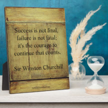 Winston Churchill Quote; Success Vintage Aged Wood