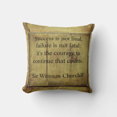 Winston Churchill Quote Success Vintage Aged Wood Throw Pillow