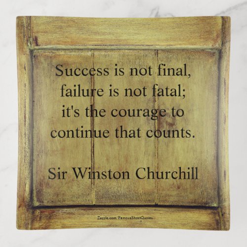Winston Churchill Quote Success Vintage Aged Wood Trinket Tray