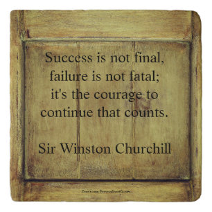 Winston Churchill Quote; Success Vintage Aged Wood Trivet