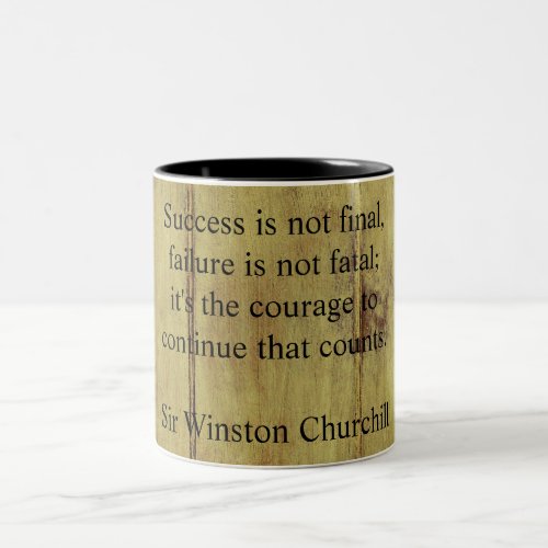 Winston Churchill Quote Success Vintage Aged Wood Two_Tone Coffee Mug