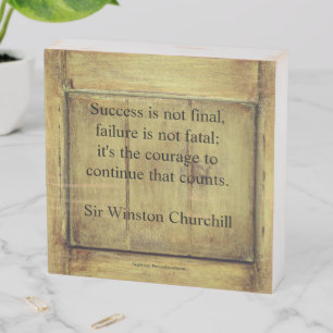 Winston Churchill Quote; Success Vintage Aged Wood Wooden Box Sign