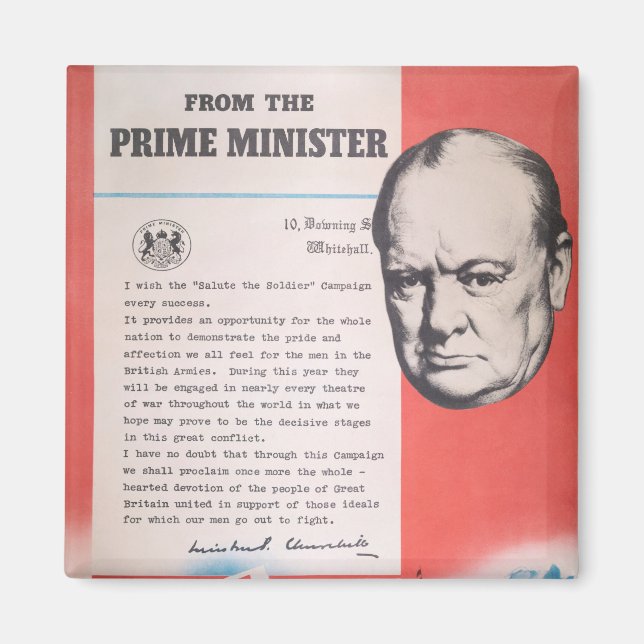 Winston Churchill, Reprint of British WW2 poster Magnet (Front)