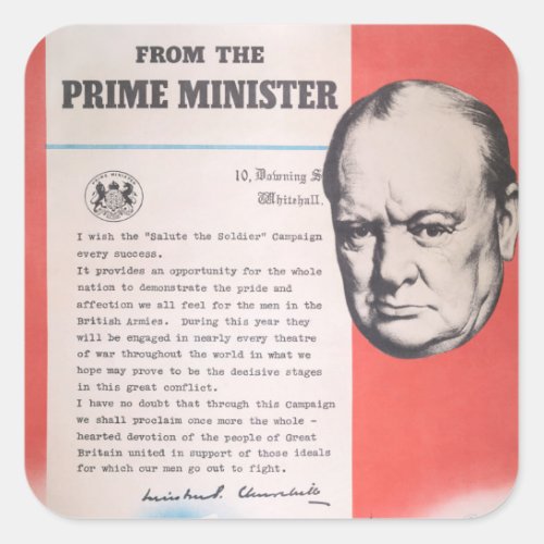 Winston Churchill Reprint of British WW2 poster Square Sticker