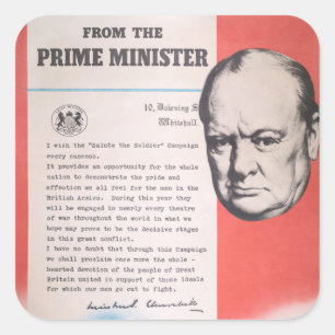 Winston Churchill, Reprint of British WW2 poster Square Sticker
