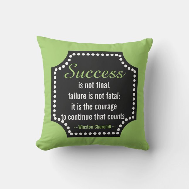 Winston Churchill Success Motivational Quote Throw Pillow (Front)