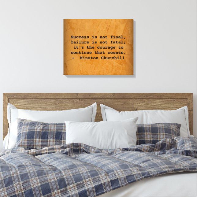 Winston Churchill Success Quote Canvas Print (Insitu(Bedroom))