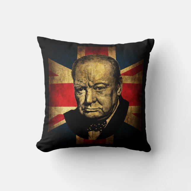Winston Churchill Throw Pillow (Front)