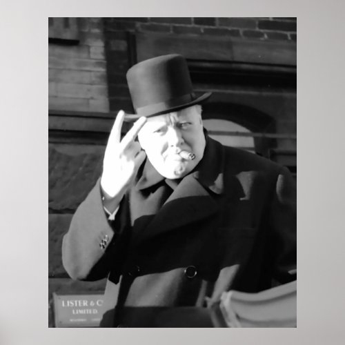 Winston Churchill V Day V Sign 1945