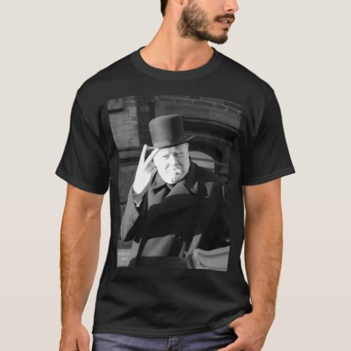 Winston Churchill V Day V Sign 1945 Poster T_Shirt