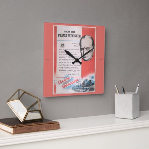 Winston Churchill wartime reprinted poster Square Wall Clock