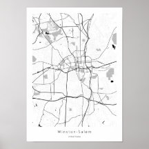 Winston-Salem Modern Minimal Simple Abstract Map