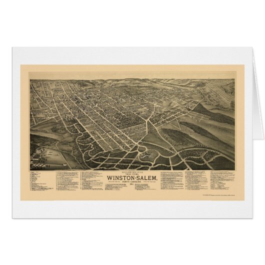 Winston-Salem, NC Panoramic Map - 1891 Cards (Front Horizontal)