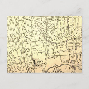 Winston-Salem, NC Vintage Map Postcard
