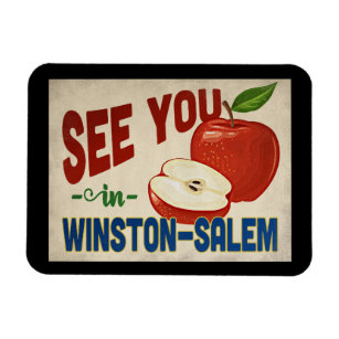 Winston-Salem North Carolina Apple Vintage Travel Magnet