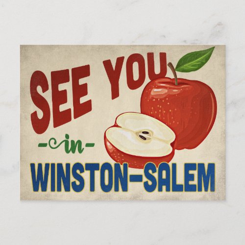 Winston Salem North Carolina Apple Vintage Travel Postcard