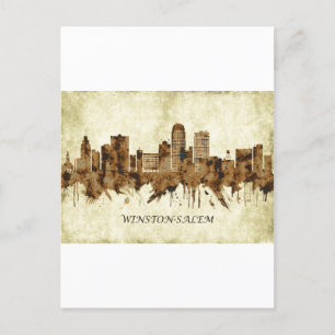Winston-Salem North Carolina Cityscape Holiday Postcard