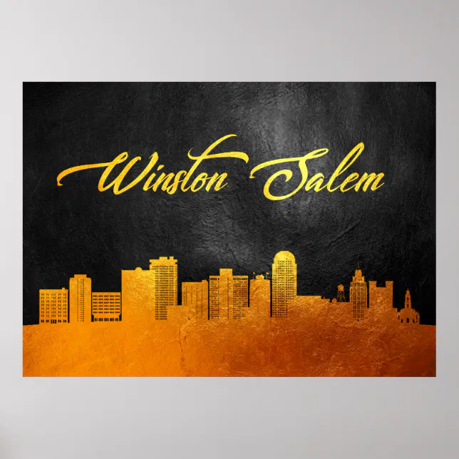 WinstonSalem North Carolina Gold Skyline Poster Zazzle