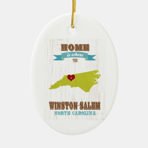Winston Salem North Carolina Map  Home Is Where Ceramic Ornament
