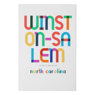 Winston–Salem North Carolina Mid Century, Pop Art, Faux Canvas Print
