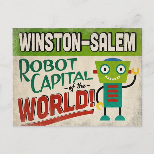 Winston_Salem North Carolina Robot _ Funny Vintage Postcard