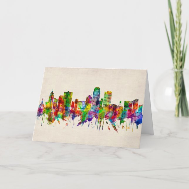 Winston-Salem North Carolina Skyline Holiday Card (Front)