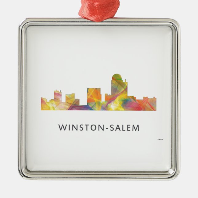 WINSTON - SALEM, NTH CAROLINA SKYLINE - METAL ORNAMENT (Front)