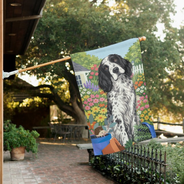 WINSTON the English Setter House Flag (In SItu)