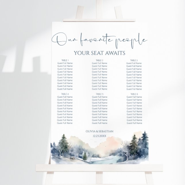 Winte Forest Wedding Seating Chart Sign 6 Tables (Creator Uploaded)
