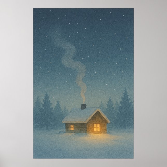 Winter 3, Cabin Ember light, Seasonal Print   (Front)